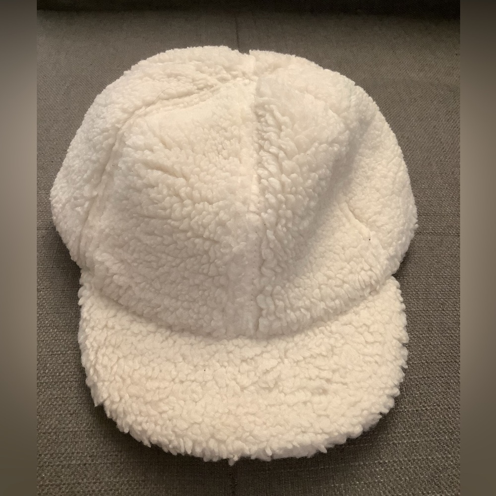 Banana Republic kids toddler fur Sherpa baseball cap hat white S/M small medium